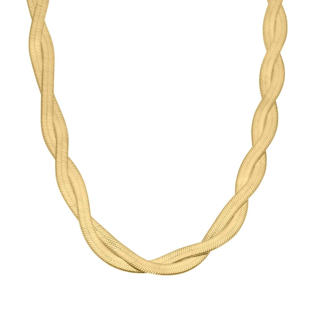 Golden silver necklace with double serpentine links 1