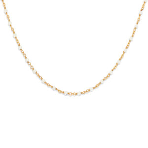 Collier argent doré et pierres naturelles blanche 3