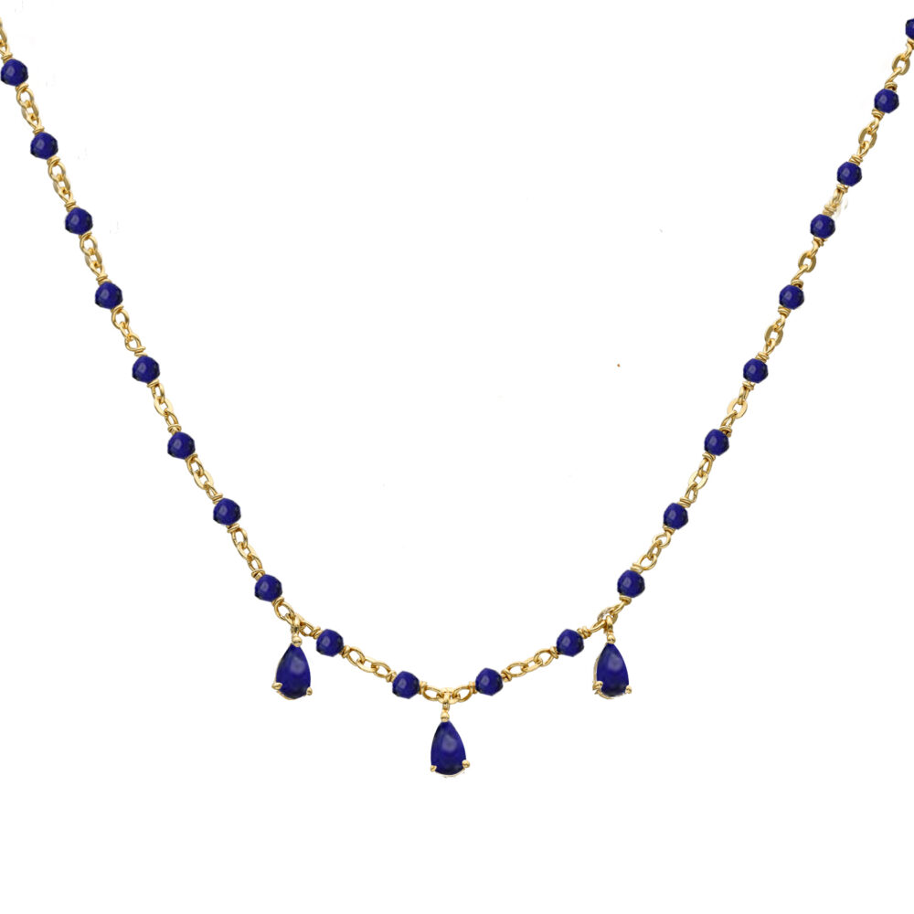 Golden silver necklace and natural lapis stones 1