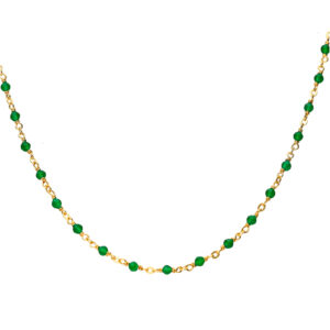 Collier argent doré et pierres naturelles onyx vert long 59cm 3
