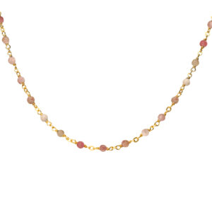 Collier argent doré et pierres naturelles quartz rose fraise long 59 cm 3