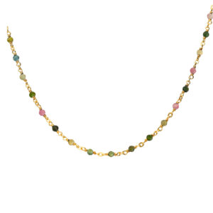 Collier argent doré et pierres naturelles tourmaline 3