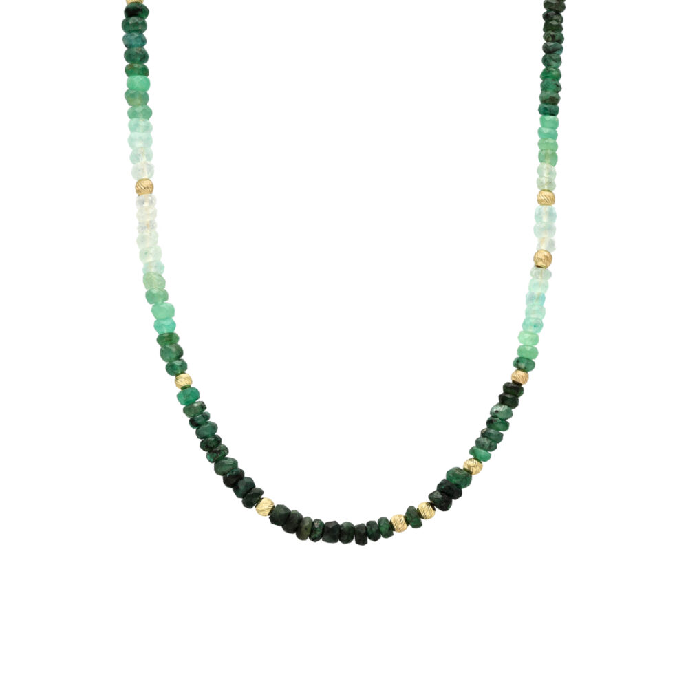Collier argent doré et pierres précieuses émeraude