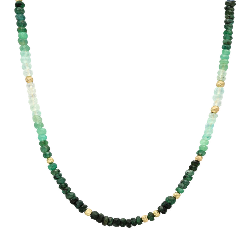 Collier argent doré et pierres précieuses émeraude