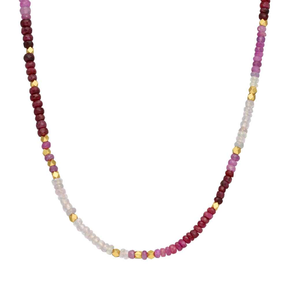 Collier argent doré et pierres précieuses rubis