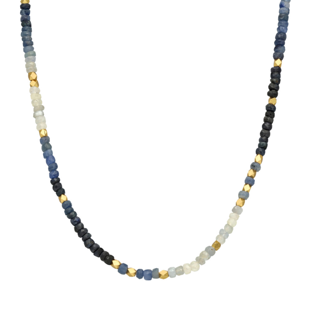 Collier argent doré et pierres précieuses saphir