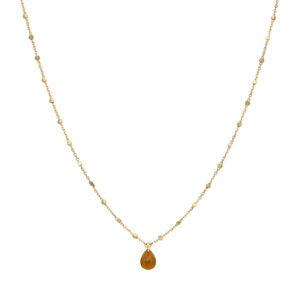 Collier argent doré goutte pierres naturelles œil de tigre 3