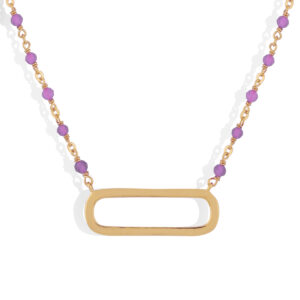 Collier argent doré lingot et pierres naturelles amethyste 3