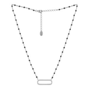 Collier argent rhodié lingot et pierres naturelles noires 5