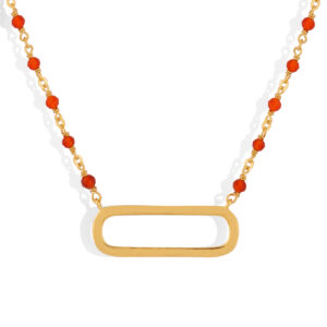 Collier argent doré lingot et pierres naturelles rouge 4