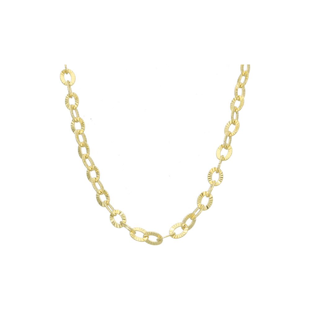 Collier argent doré maillons diamantés long