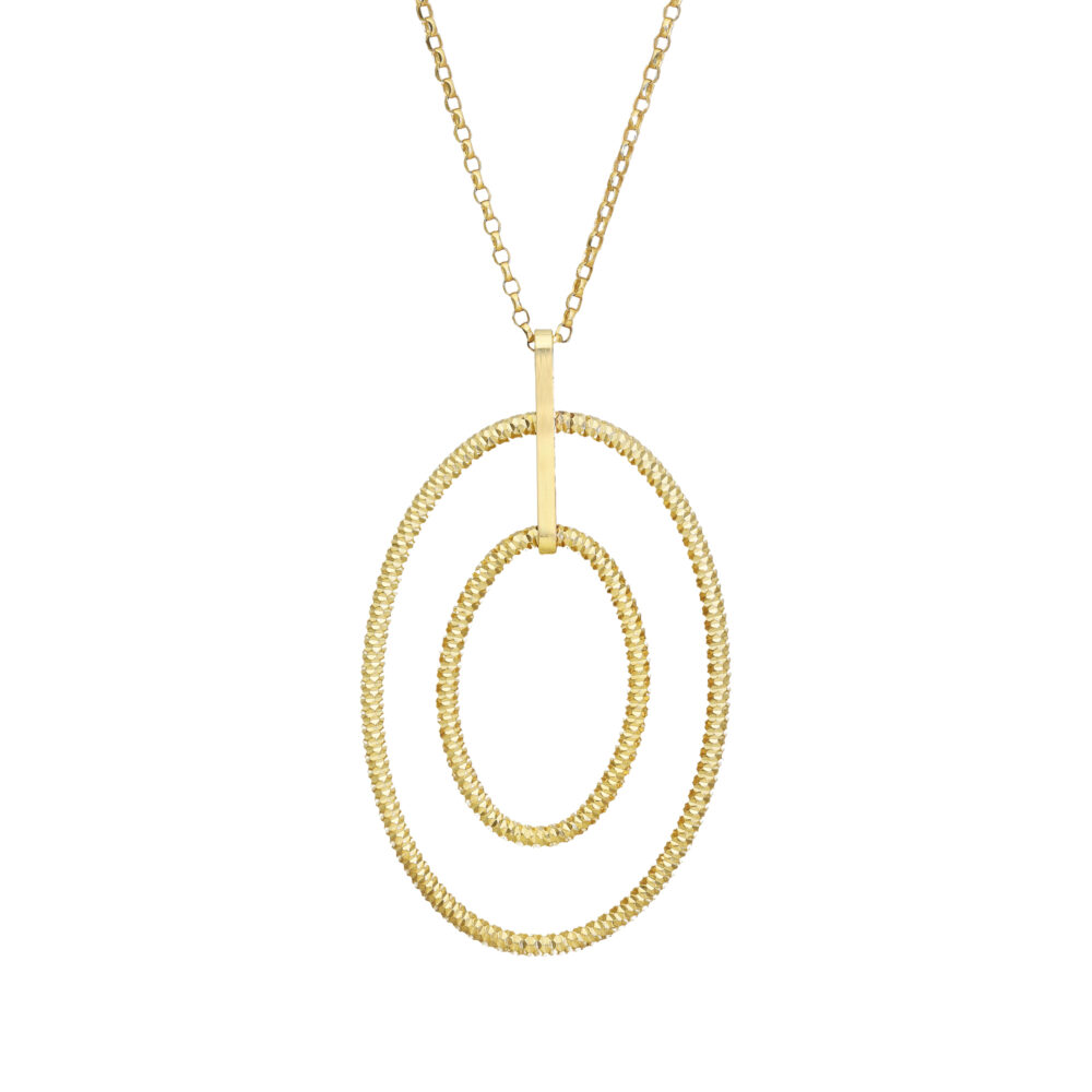 Double oval gold silver necklace 1