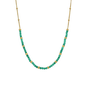 Collier argent doré perles dorée et pierres onyx vert 3