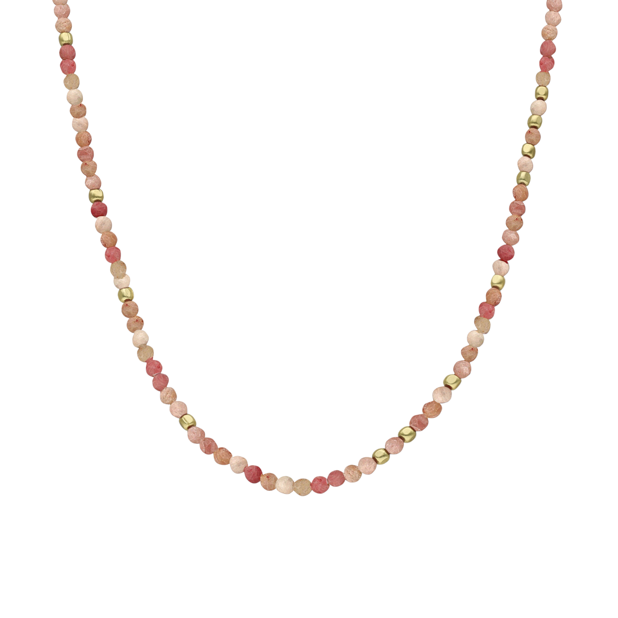 collier-argent-dore-perles-naturelles-quartz-rose-fraise Collier argent doré perles naturelles quartz rose fraise 1