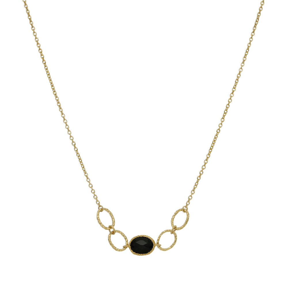 Silver gilt black onyx stone necklace 1