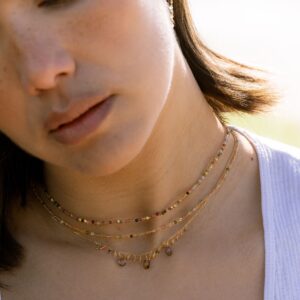 Collier argent doré et pierres naturelles tourmaline 4