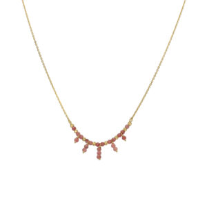 Collier argent doré pierre fine rhodonite rose 3