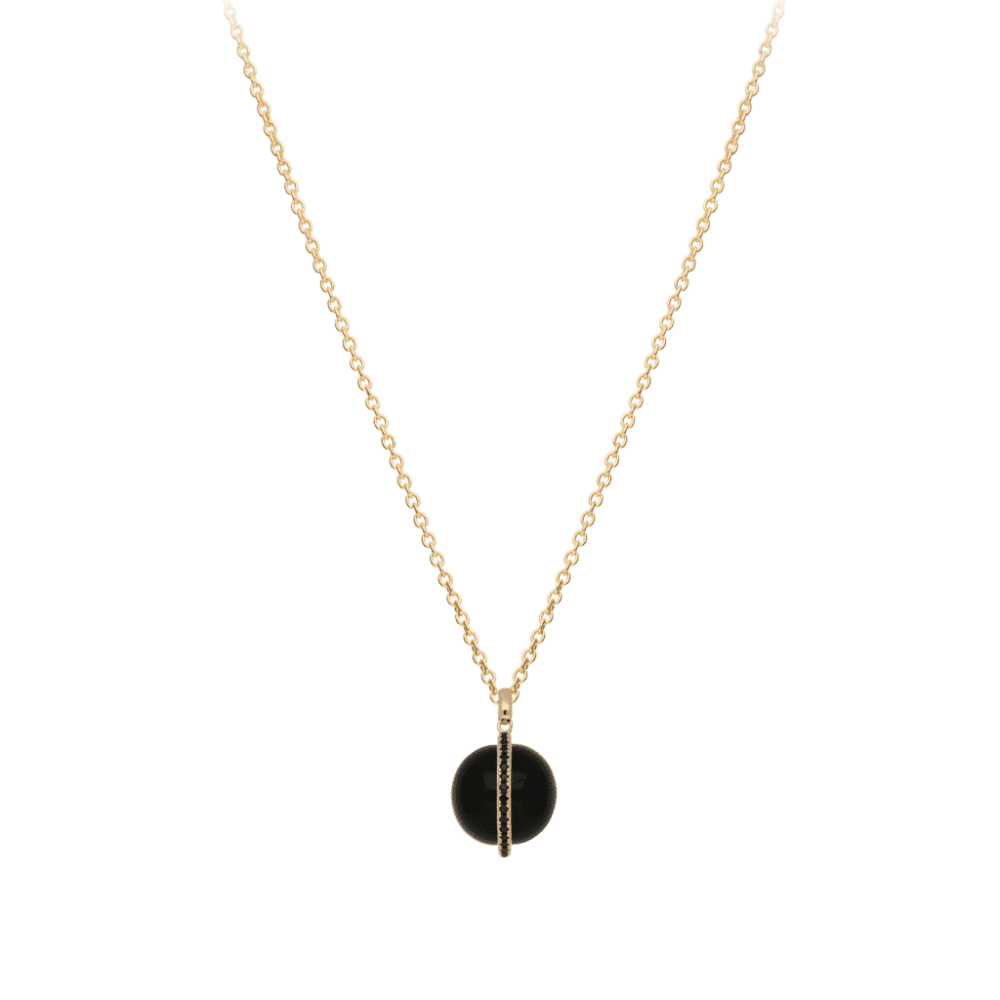 Silver gilt black sphere necklace set with 1