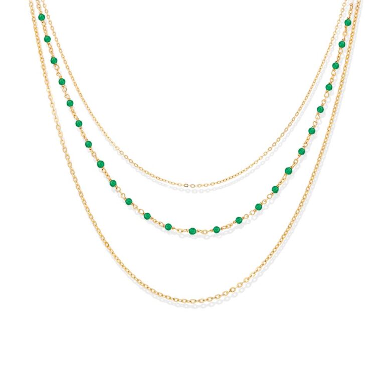 Collier Ancien Maille Doré Avec Petites Pierres - Occasion, Style Vintage