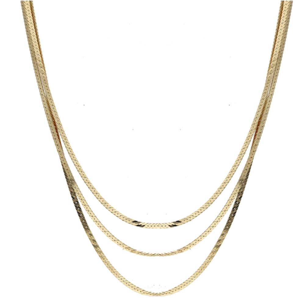 Golden silver necklace with triple serpentine links 1