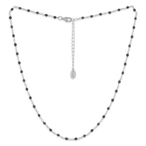 Collier argent et pierres naturelles noires 4