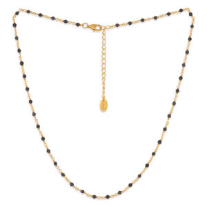 Collier argent doré et pierres naturelles noires 4