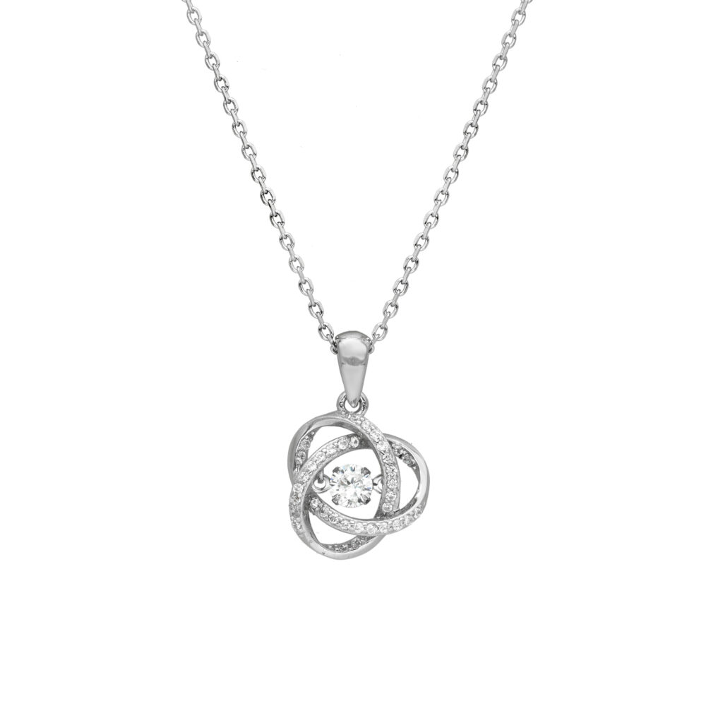 Collier argent pendentif sphère sertie avec pierre centrale 1