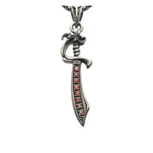 Collier argent pendentif sabre serti pierre grenat 5
