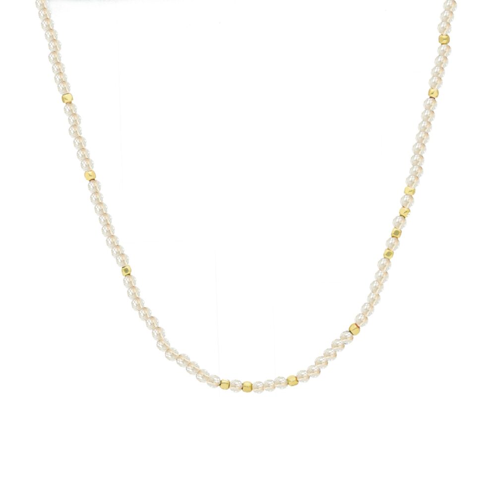 Collier argent perles naturelles blanche et dorées 1