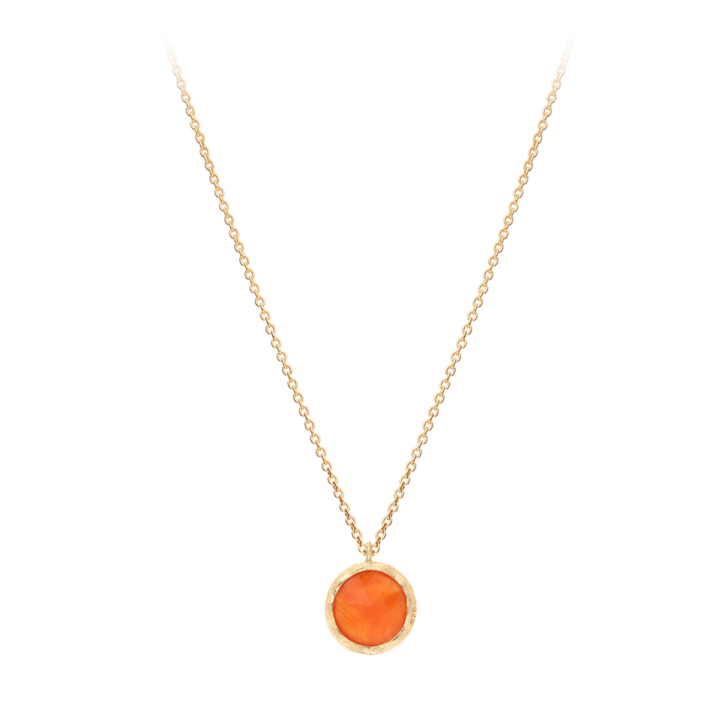 Collier argent pierre couleur orange chaine 1