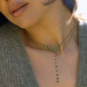 Collier argent rhodié cascade cravate pierre amazonite 4