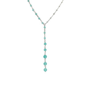Collier argent rhodié cascade cravate pierre amazonite 3