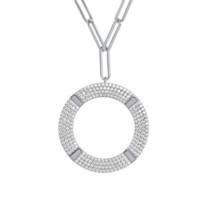 Collier argent rhodié cercle moderne sertie de zirconium blanc 5
