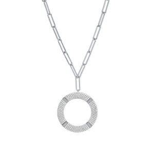 Collier argent rhodié cercle moderne sertie de zirconium blanc 4