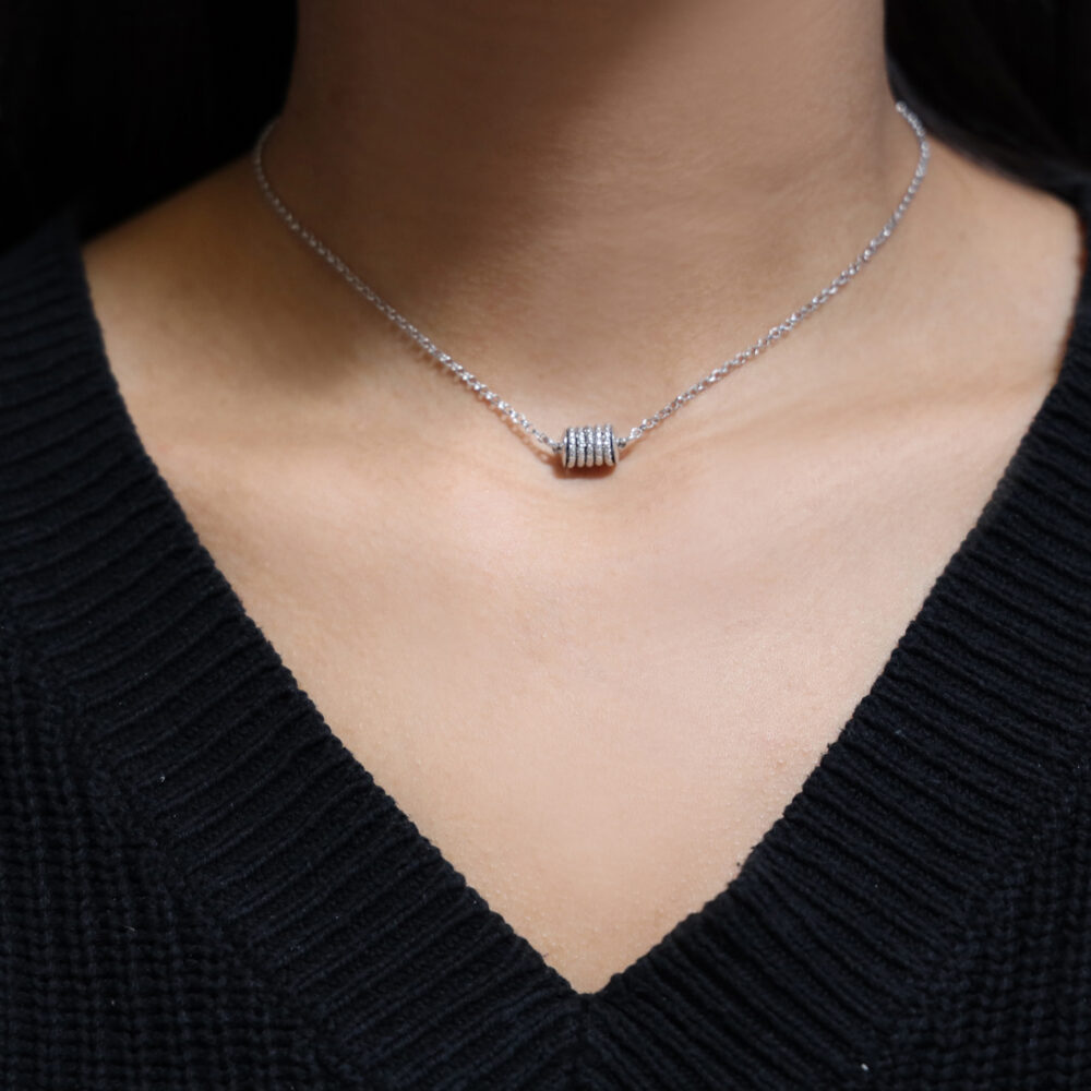 Claudia 2 diamond rhodium silver necklace