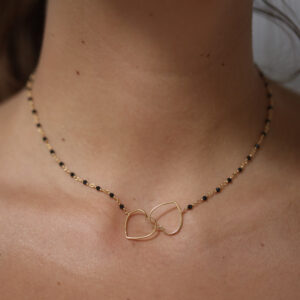 collier-argent-rhodie-double-coeur-et-pierre-rouge Collier argent doré double cœur et pierre rouge 4