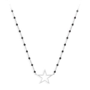 Collier argent rhodié étoile et pierre spinelle noire 3