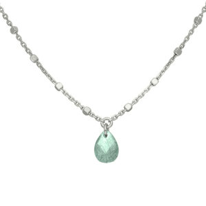 Collier argent rhodié goutte pierre naturelle amazonite 6