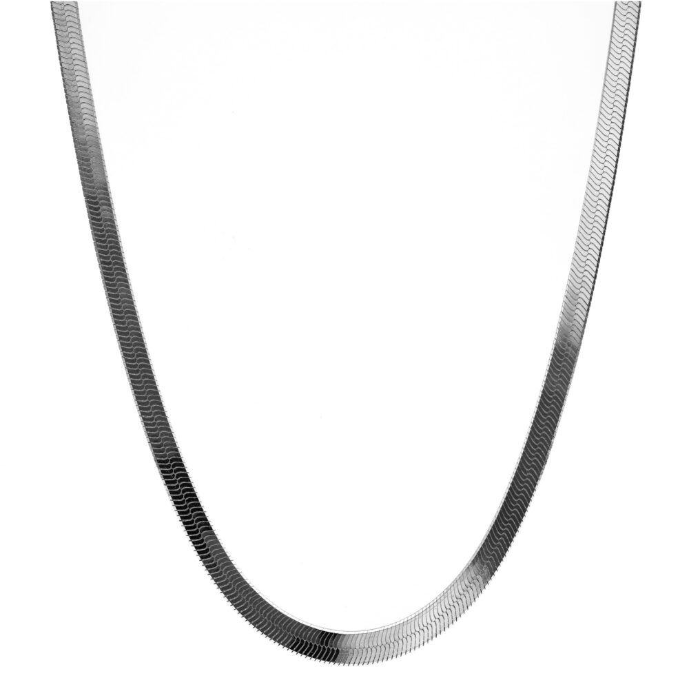 Rhodium-plated silver serpentine mesh necklace 1