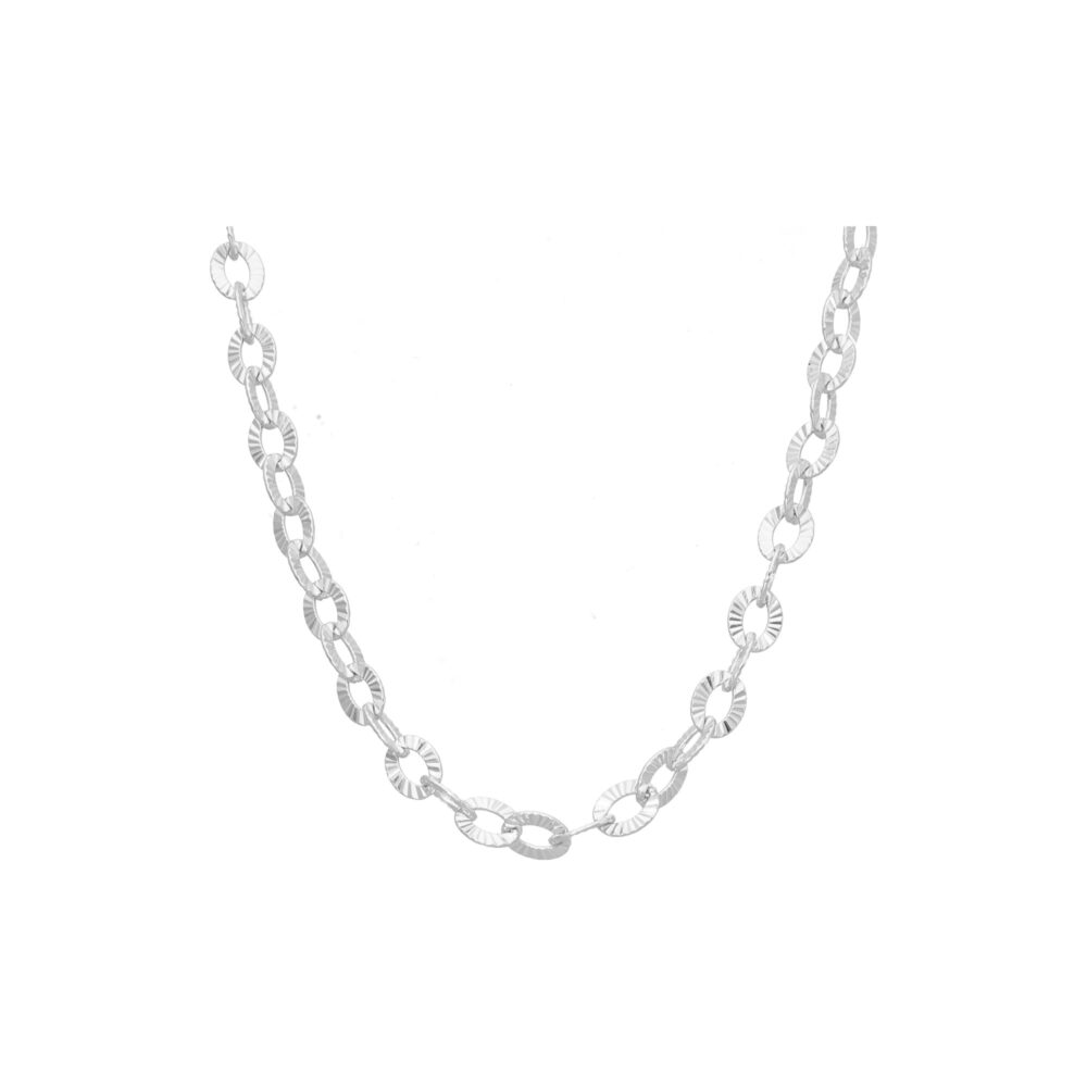 Collier argent rhodié maillons diamantés