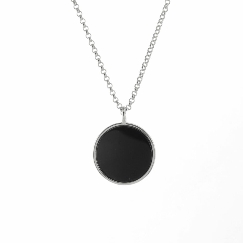rhodium silver necklace sarah black onyx 2