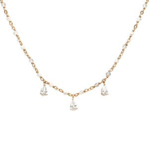 Collier argent doré et pierres de lune naturelles blanches 3