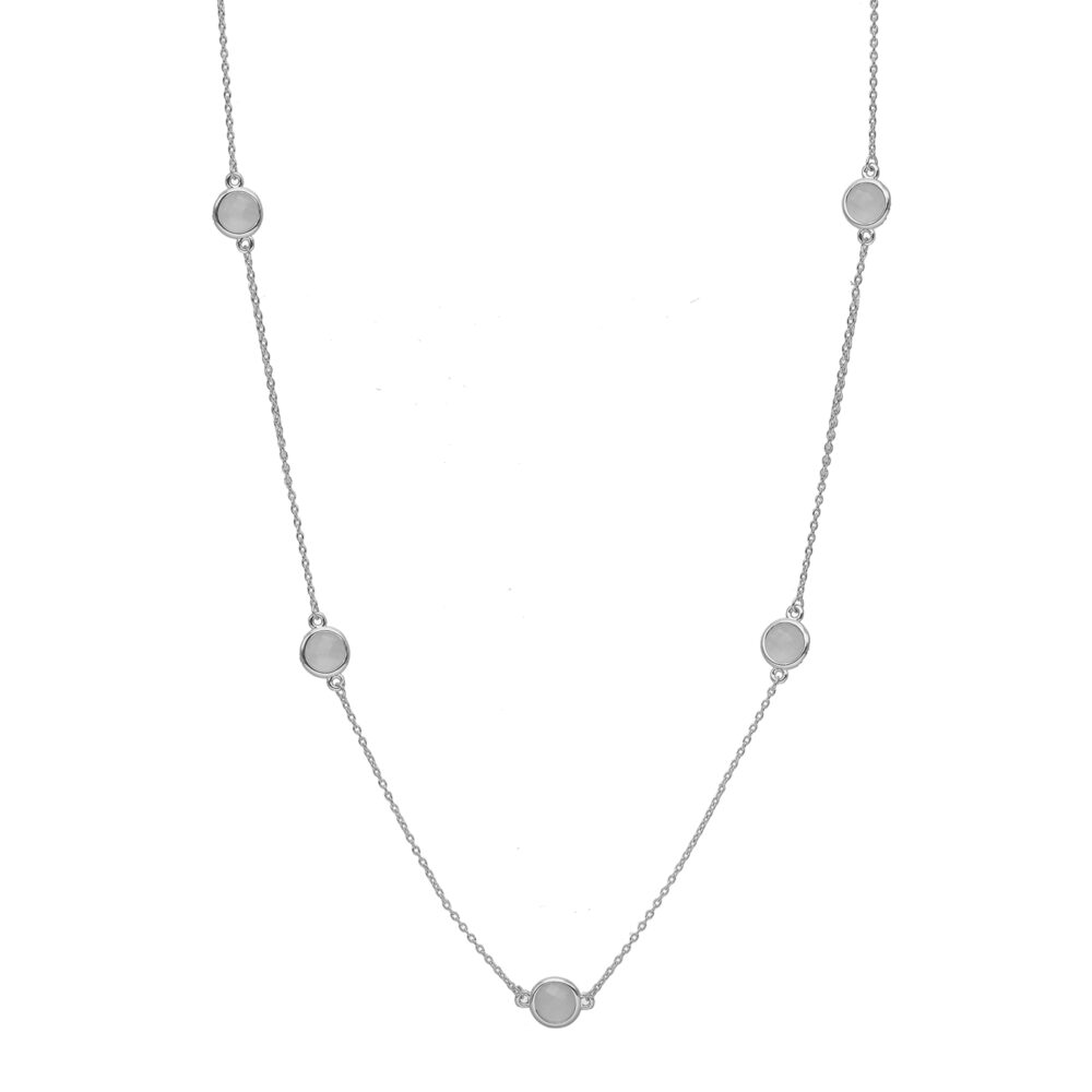 Rhodium silver necklace drop of crystal water green stones 1
