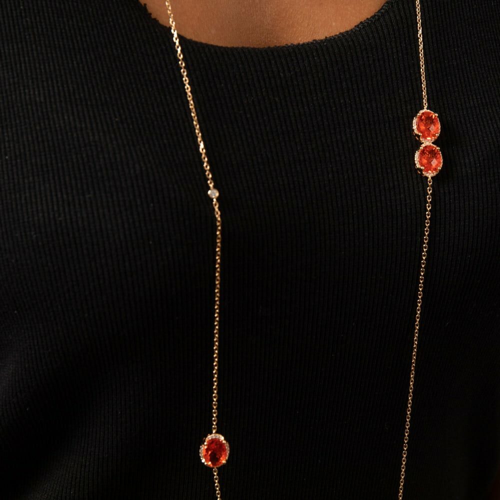 Silver necklace golden long necklace multi solitary orange set 7