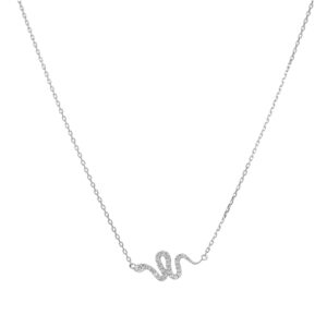 Collier argent rhodié serpent sertie de zirconium blanc 3