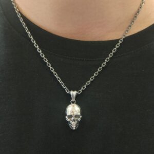 Collier argent tête de mort pure 4
