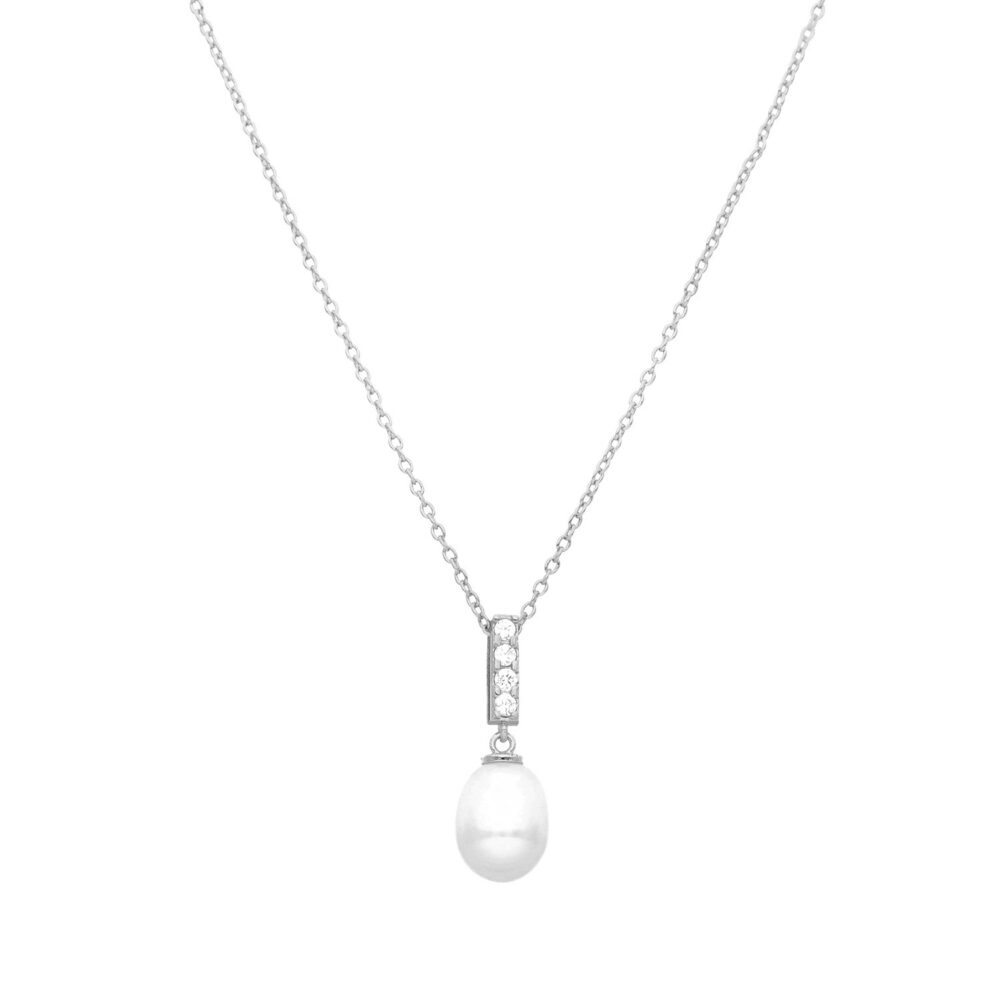 Collier argenté et pendentif perle 1