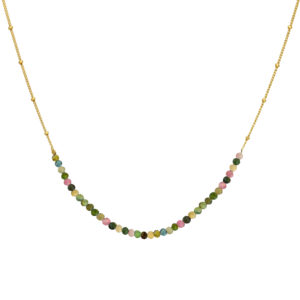 Collier chaîne argent doré avec perles tourmaline 3