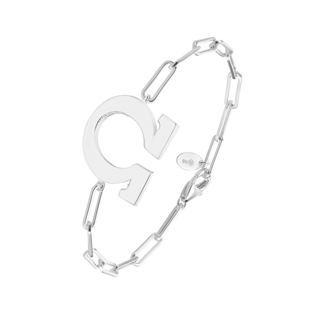 Omega 1 rhodium silver chain bracelet
