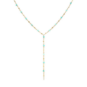 Collier cravate argent doré perles naturelles amazonite 3
